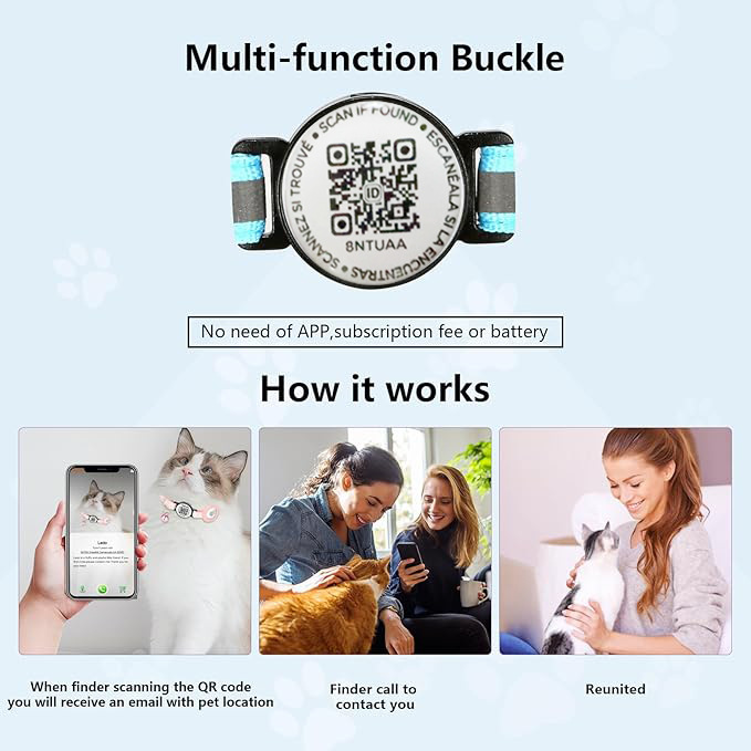 SmartSafe Cat Collar with Reflective QR Tag