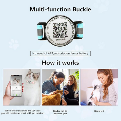 SmartSafe Cat Collar with Reflective QR Tag