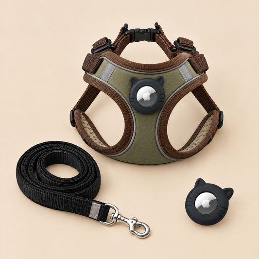 Airtag Cat Walking Harness Set